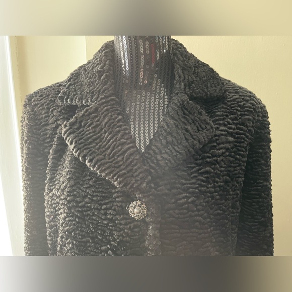 Simon Chang Textured Faux Lambs Fur Coat Size 13/14 - Picture 2 of 15